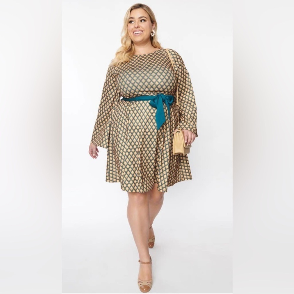 NWT Unique Vintage Motif Flare Dress
